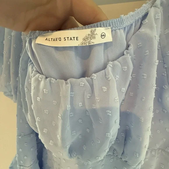 Altar'd State Sky Blue Textured Dress - Picture 2 of 4